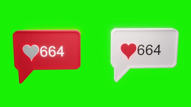 Red and white like counter, social media, likes go up. On a green background.