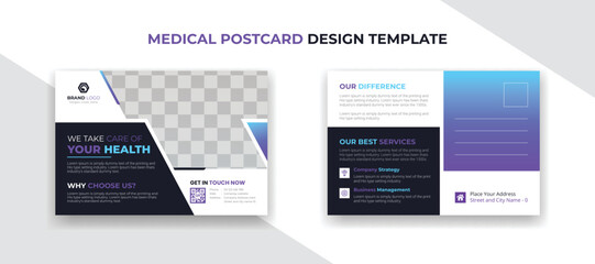 Fototapeta na wymiar Modern medical healthcare postcard business template