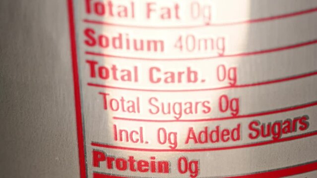 diet soda can nutritional label