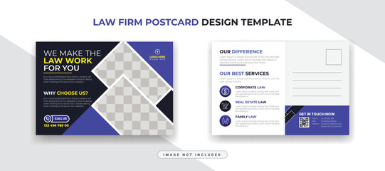 Corporate business Law Firm agency postcard template