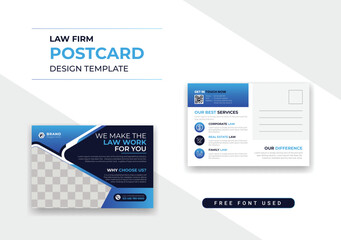 Modern Legal law Firm postcard template design