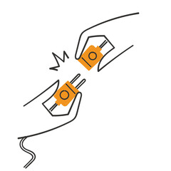 hand drawn doodle person holding electric socket plug illustration