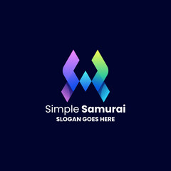 Vector Logo Illustration Samurai Gradient Colorful Style.