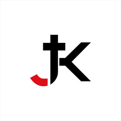 J K letter vector logo design with cross.