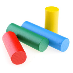 Wooden children's designer isolated on a white background. Design and modeling. Eco-friendly educational toys for children