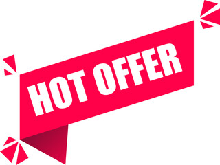 Obraz premium Hot offer banner - flat label design. Vector illustration isolated on white background..eps
