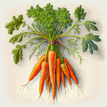 Vintage Cooking Illustration - Stylized Carrot Bunch