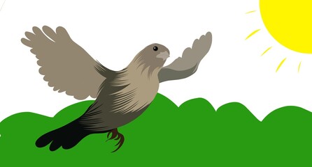 illustration of a beautiful bird dancing in the air