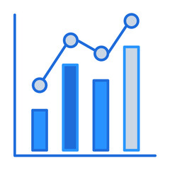 Bar graph business people icon with blue outline style. diagram, arrow, data, chart, business, graph, bar. Vector Illustration