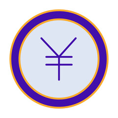 Fototapeta premium Yen coin business people icon with orange purple outline style. currency, cash, coin, yen, money, business, symbol. Vector Illustration