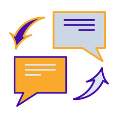 Customer business people icon with orange purple outline style. customer, icon, business, line, sign, people, communication. Vector Illustration