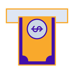 Withdraw business people icon with orange purple outline style. money, cash, banking, bank, payment, finance, business. Vector Illustration