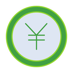 Yen coin business people icon with green outline style. currency, cash, coin, yen, money, business, symbol. Vector Illustration