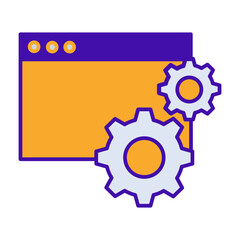 Code business people icon with orange purple outline style. digital, code, sign, technology, symbol, data, phone. Vector Illustration
