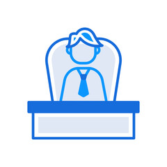 Boss business people icon with blue outline style. boss, business, manager, person, people, team, office. Vector Illustration