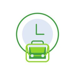 Working time business people icon with green outline style. time, icon, business, symbol, work, clock, line. Vector Illustration