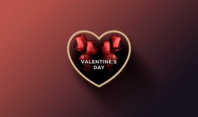 valentine´s day logo in the middle of a red background with hearts