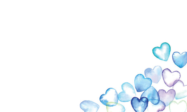 水彩画。水彩タッチのハート背景。青の水彩ハートの壁紙。バレンタインのシンプル背景フレーム。
Watercolor painting. Watercolor touch heart background. Blue watercolor heart wallpaper. Valentine simple background frame.