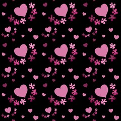 valentine card with heart seamless pattern with hearts background with stars flowers colorful 