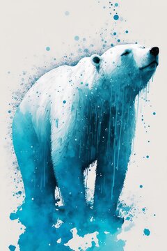 watercolor painting of polar bear