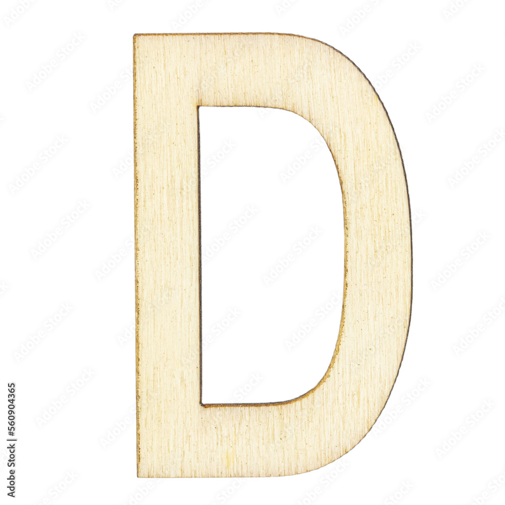 Sticker letter D of wood with wooden texture