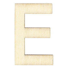 letter E of wood with wooden texture