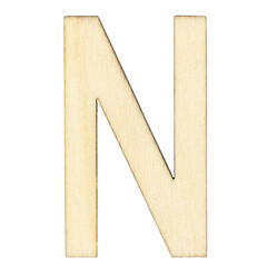 letter N of wood with wooden texture