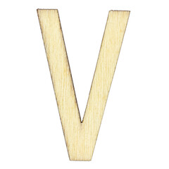 letter V of wood with wooden texture