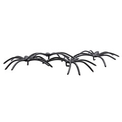 a group of black plastic spiders