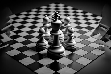 A black and white photo of a chess board, Generative AI