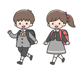 入学式の男の子と女の子　小学生