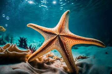 Starfish underwater on a ocean floor