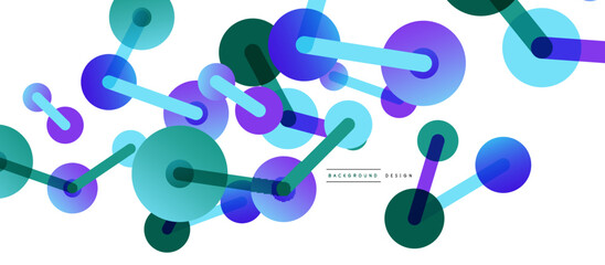 Line points connections geometric abstract background. Circles connected by lines. Trendy techno business template for wallpaper, banner, background or landing