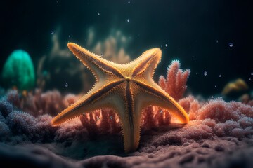 Starfish underwater on a ocean floor