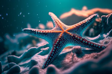 Starfish underwater on a ocean floor