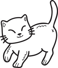 Hand Drawn walking cat illustration in doodle style