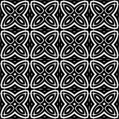 Seamless pattern of black shapes on white background.