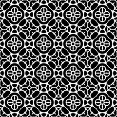 Seamless pattern of black shapes on white background.