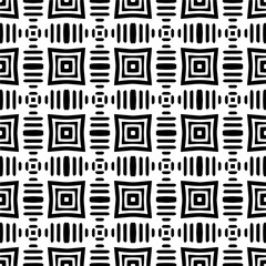 Seamless pattern of black shapes on white background.