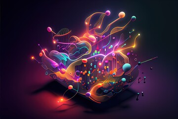 digital colorful flow chart management prozess connected lab created with generative ai technology