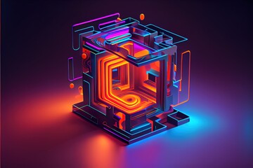 digital colorful flow chart management prozess connected lab created with generative ai technology