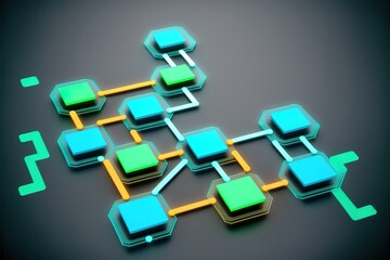 digital colorful flow chart management prozess connected lab created with generative ai technology