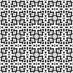Seamless pattern of black shapes on white background.