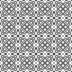 Seamless pattern of black shapes on white background.