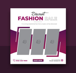 Fashion Social Media post Template. Editable Vector Illustration