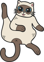 Hand Drawn Sleeping cat showing belly illustration in doodle style