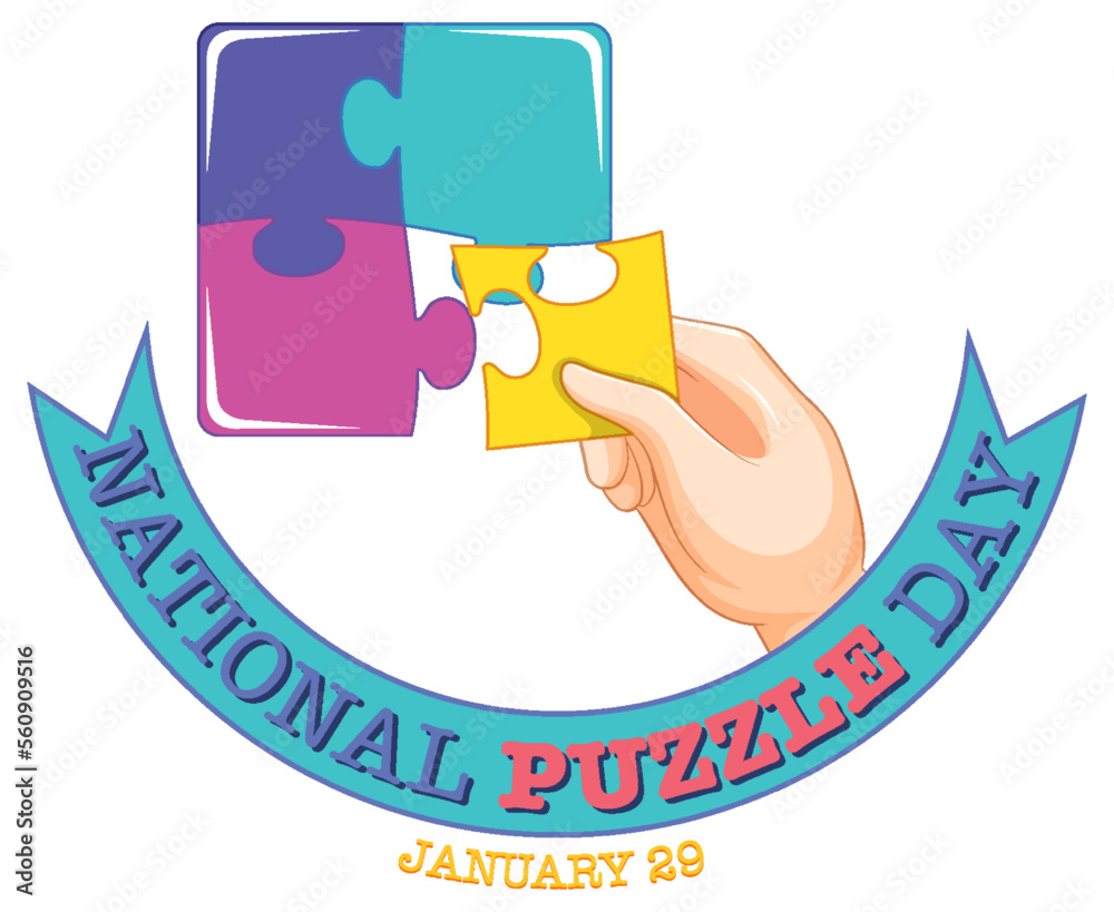 Sticker National Puzzle Day Banner Design