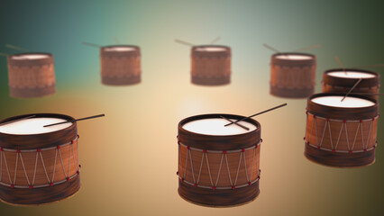 3D drums rotating in loop - La Tamborrada or carnival festival