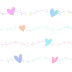 Rainbow line Heart Background, pattern, Hand drawn in doodle style.	