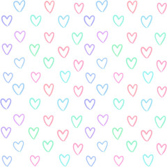 Rainbow line Heart Background, pattern, Hand drawn in doodle style.	
